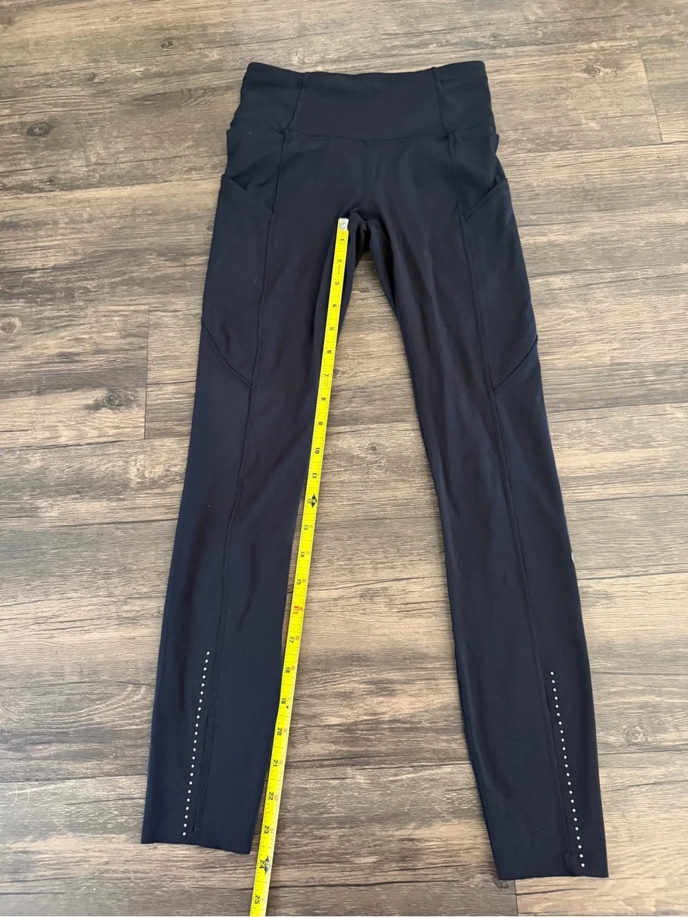 Lululemon athletica Fast & Free 7/8 Black High-Rise Leggings Reflective Detail 2